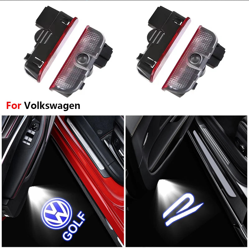 2PCS LED Door Logo Projector Lights for VW Golf, Passat, Jetta & Touareg | Plug & Play