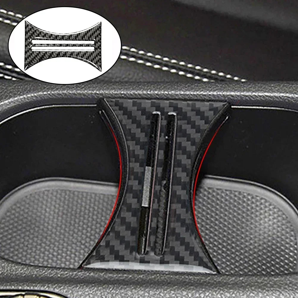 Carbon Fiber Water Cup Holder Interior Trim Cover for Mercedes-Benz A, B, GLA & CLA Class