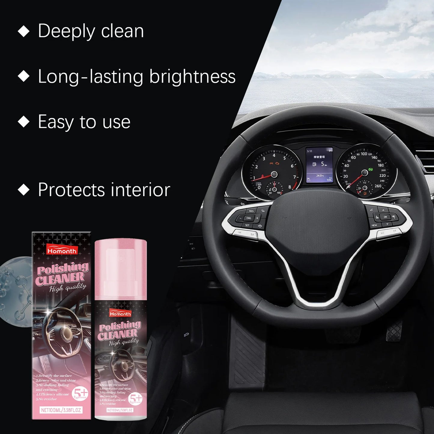 100ml Car Interior Polish & Shine Cleaner Spray