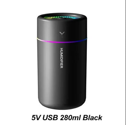 Mini USB Air Humidifier 180ml – Aroma Diffuser & Essential Oil Mist Maker with LED Light