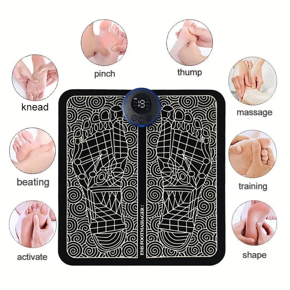Electric USB Foot Massage Mat – Acupressure Massager with 8 Modes & 19 Intensity Levels