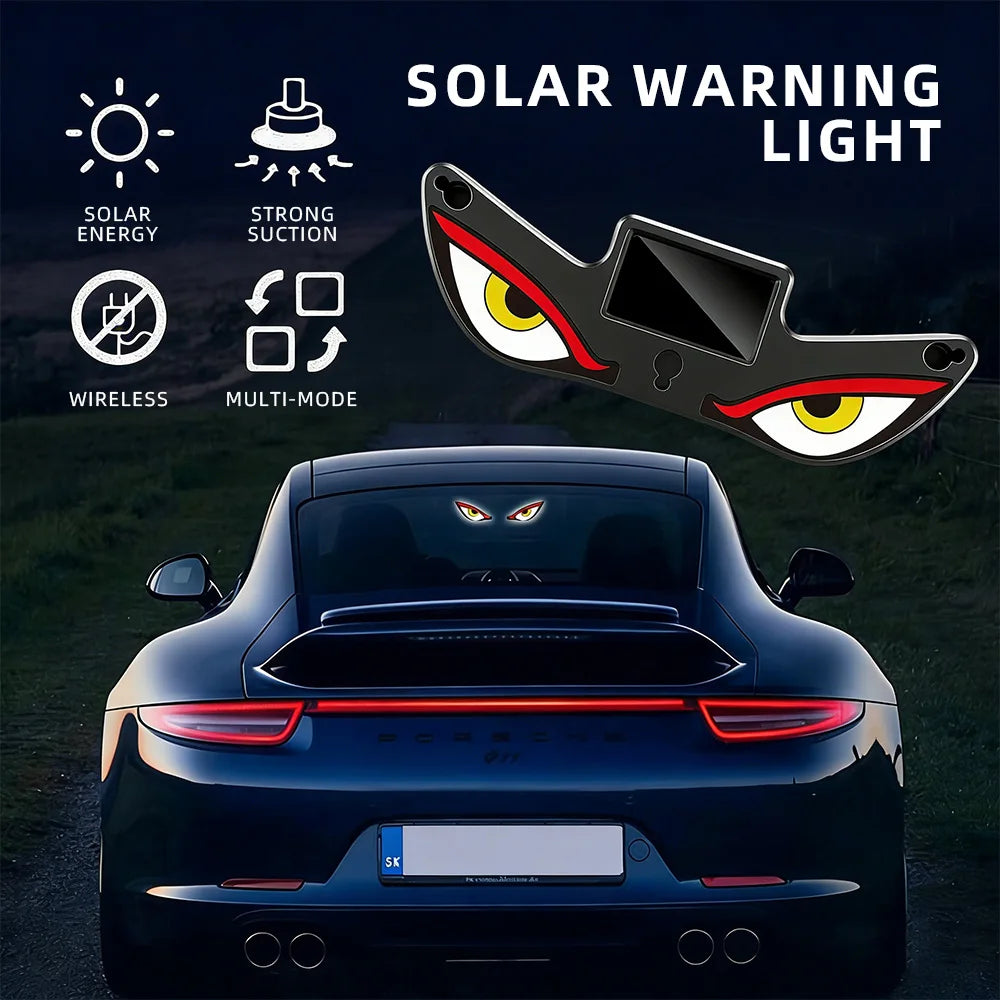 Cool DEMON EYE Ambient Light Solar Powered Breathing Neon Light Car Decoration Rear Windshield Atmosphere Lights Car Accessories