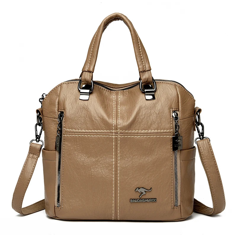 Hot Sale High Quality Leather Backpack Women Shoulder Bags Multifunction Travel Backpack School Bags for Girls Bagpack Mochila