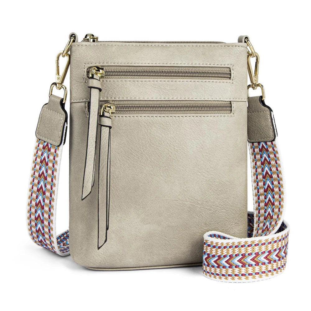 Women’s Double Zipper Crossbody Bag – Casual Retro Shoulder Phone Bag
