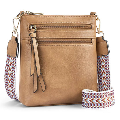 Women’s Double Zipper Crossbody Bag – Casual Retro Shoulder Phone Bag