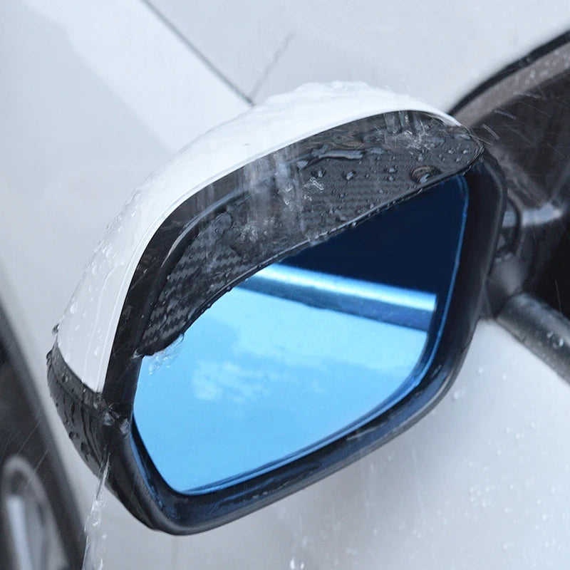 2PCS Universal Car Side Mirror Rain Visors – Carbon-Fiber Style Flexible Guards