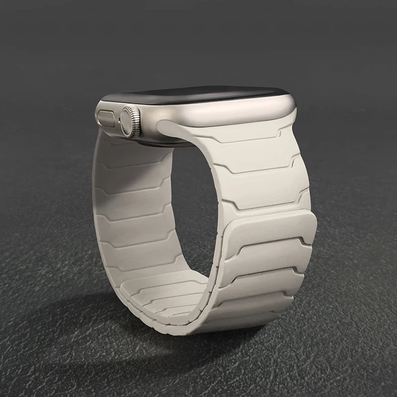 Magnetic Silicone Strap for Apple Watch – Adjustable Band (38–49mm, Ultra & Series Compatible)