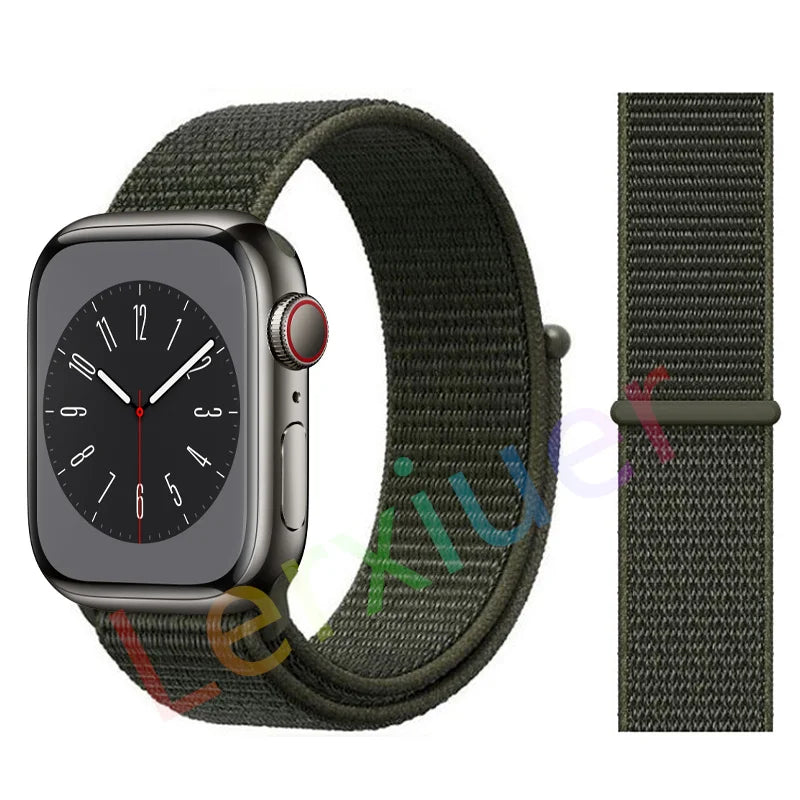 Nylon Loop Strap for Apple Watch Band 46mm 44mm 40mm 42mm 45mm 41mm 49mm 44 mm Bracelet iWatch Series Ultra 2 11 10 9 SE 7 6 5 4