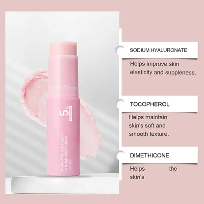 5% Volufiline PDRN Pink Collagen Volume Multi Balm LongLasting Hydrating Plumping Moisturizing Skin Care Stick for Face and Body