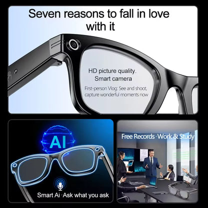 AI Smart Camera Glasses – Photo/Video Recording, Translation & Call Sunglasses (Waterproof)