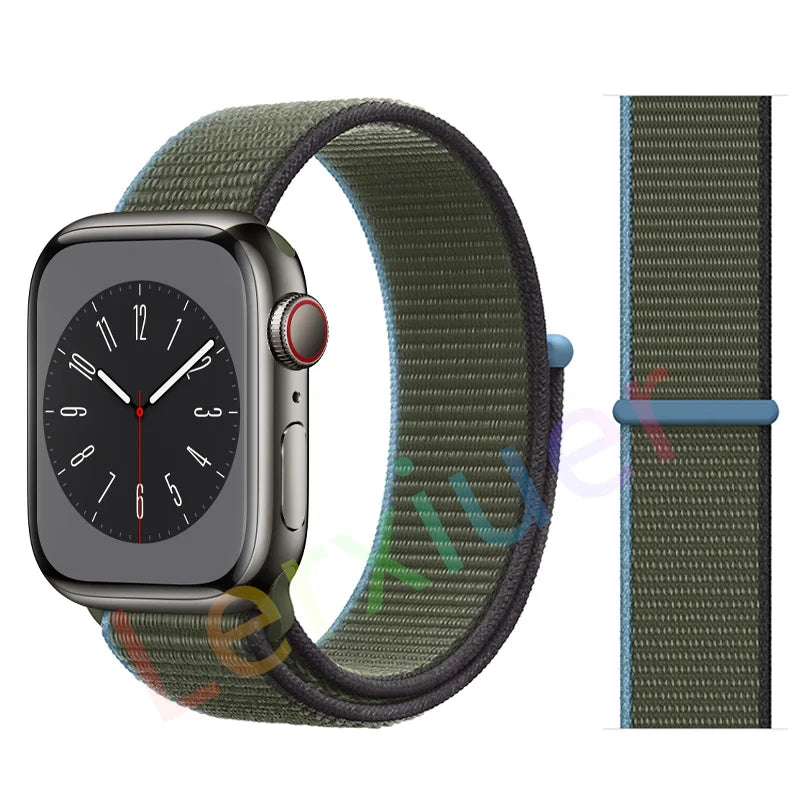 Nylon Loop Strap for Apple Watch Band 46mm 44mm 40mm 42mm 45mm 41mm 49mm 44 mm Bracelet iWatch Series Ultra 2 11 10 9 SE 7 6 5 4