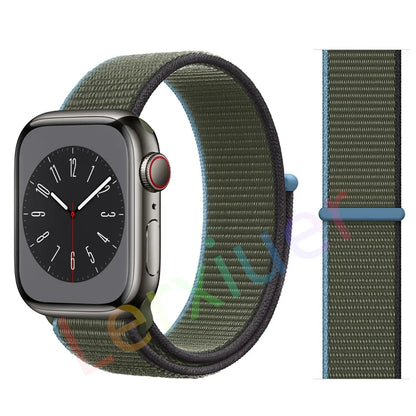 Nylon Loop Strap for Apple Watch Band 46mm 44mm 40mm 42mm 45mm 41mm 49mm 44 mm Bracelet iWatch Series Ultra 2 11 10 9 SE 7 6 5 4