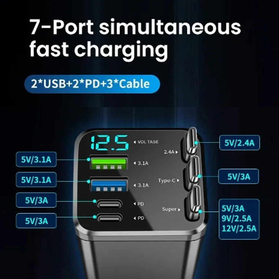 50W Car Charger PD30W – Fast Charging Cigarette Lighter Adapter with Voltage Display
