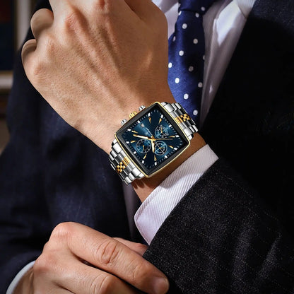 POEDAGAR Men’s Waterproof Chronograph Watch – Stainless Steel Quartz Watch