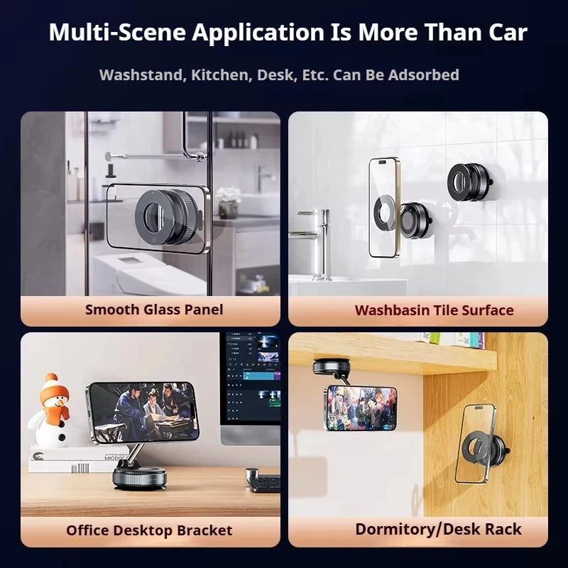 MagSafe Car Phone Holder – Magnetic Suction Cup Mount with 360° Rotation & Foldable Design