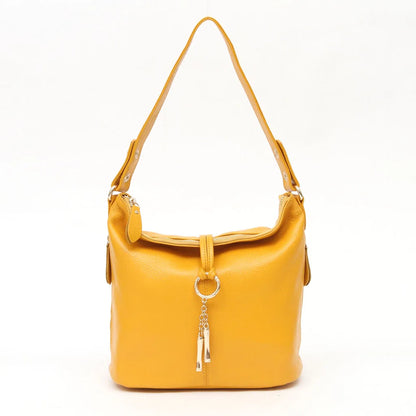 Zency Genuine Leather Women’s Hobo Bag – Elegant Medium Shoulder Handbag with Ring Detail