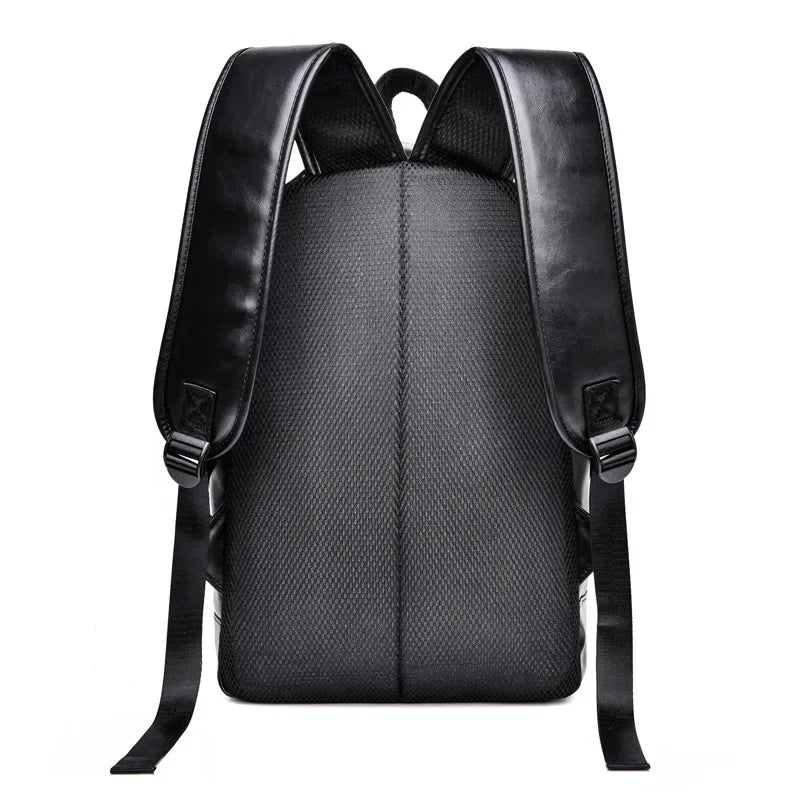 soft PU leather vintage casual backpack for men large capacity travel backpack male laptop shoulder bag waterproof work backpack