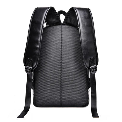soft PU leather vintage casual backpack for men large capacity travel backpack male laptop shoulder bag waterproof work backpack
