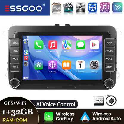 ESSGOO 7" Android14 Carplay Car Stereo GPS NAV RDS FM BT for VW Golf 5 6 Passat Polo 6R Touran Tiguan Caddy EOS Jetta Seat Skoda