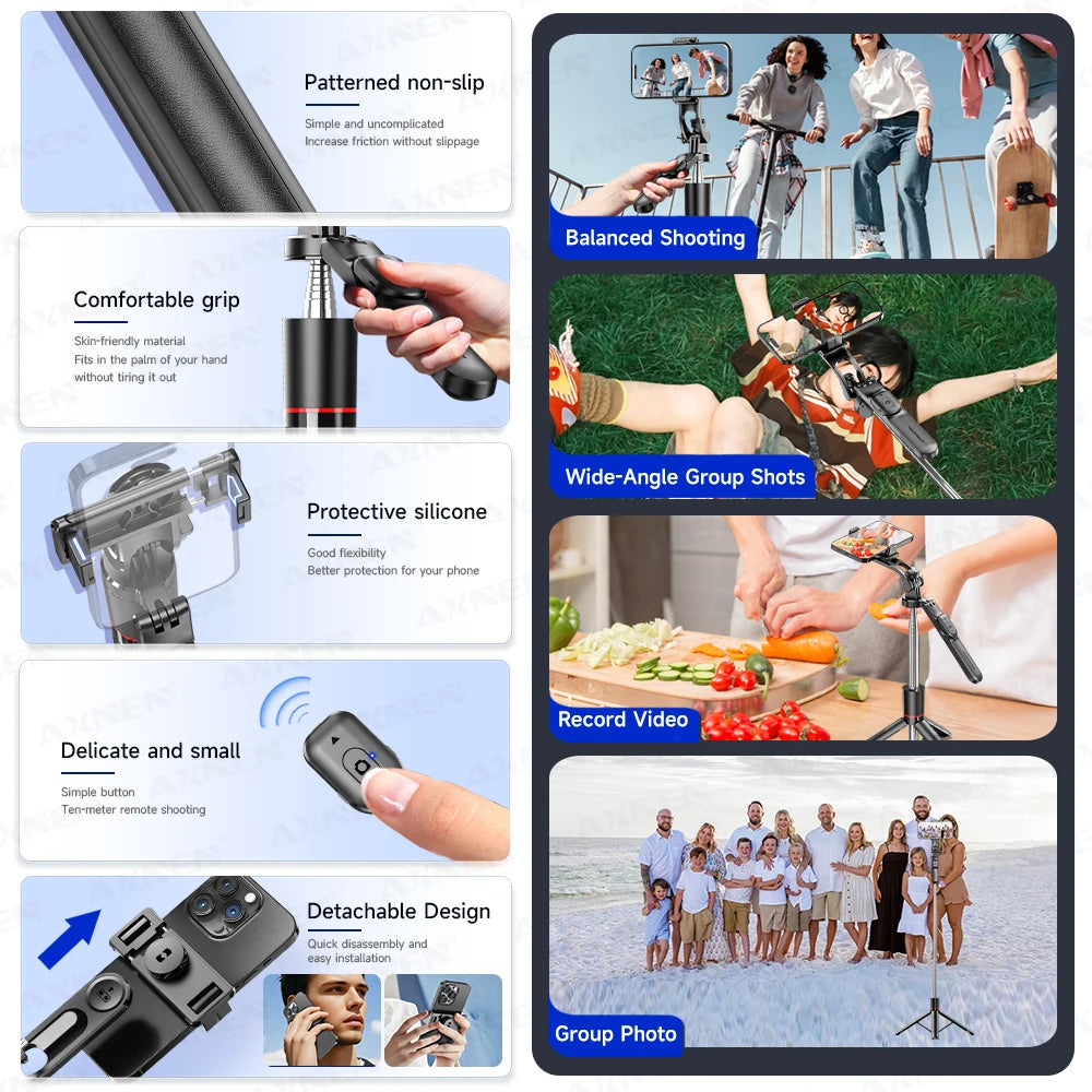 F16 Selfie Stick Tripod – 170cm Extendable with Bluetooth Remote & 360° Rotation