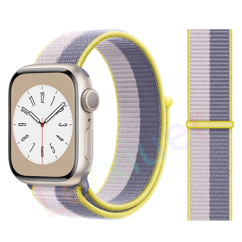 Nylon Loop Strap for Apple Watch Band 46mm 44mm 40mm 42mm 45mm 41mm 49mm 44 mm Bracelet iWatch Series Ultra 2 11 10 9 SE 7 6 5 4