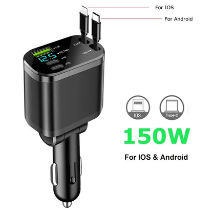 50W Car Charger PD30W – Fast Charging Cigarette Lighter Adapter with Voltage Display