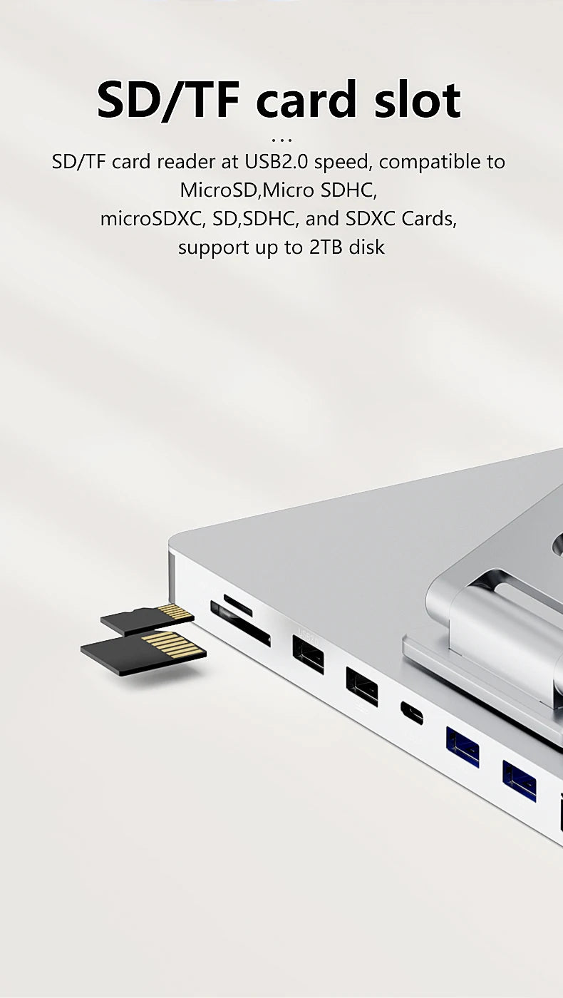 Blueendless 10-in-1 USB-C Hub & iPad Holder – 4K 60Hz Docking Station with 100W PD Charging
