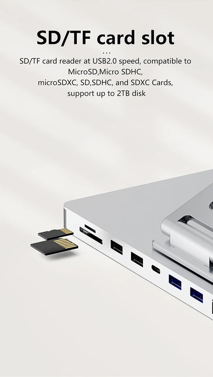 Blueendless 10-in-1 USB-C Hub & iPad Holder – 4K 60Hz Docking Station with 100W PD Charging