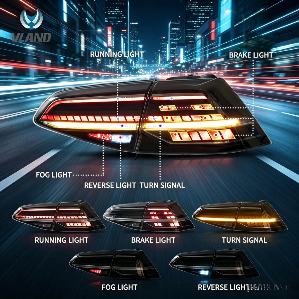 Full LED Sequential Tail Lights – VW Golf MK7/MK7.5 2013-2021, Waterproof & Anti-Fade
