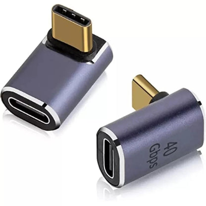 90° USB-C Right Angle Adapter – 40Gbps, 100W PD & 8K@60Hz Video (Male to Female)
