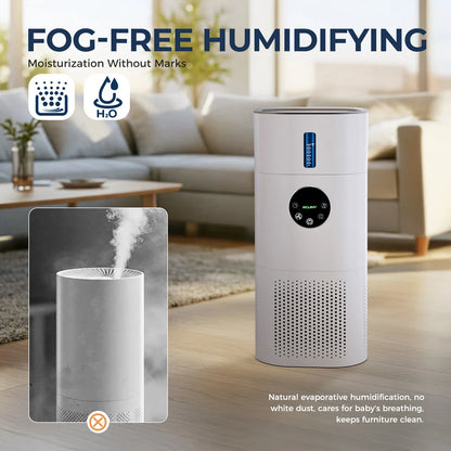Air Purifier with Humidifier Combo for Home Allergies and Pets Hair, Smokers in Bedroom, H13 True HEPA Filter，2-in-1