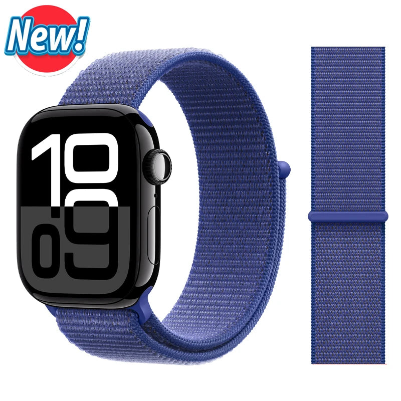 Nylon Loop Strap for Apple Watch Band 46mm 44mm 40mm 42mm 45mm 41mm 49mm 44 mm Bracelet iWatch Series Ultra 2 11 10 9 SE 7 6 5 4