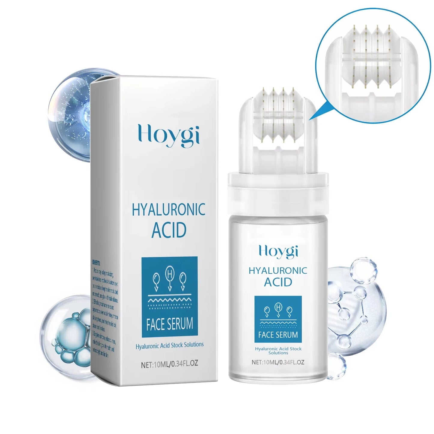 0.25mm Micro Needle Essence Hyaluronic Acid Microneedle Roller Facial Serum Hydrating Brightening Pore Refining Beauty Skin Care