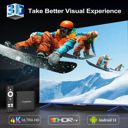 H96 Max Android14 TV Box 2GB 16GB Quad Core Amlogic S905L3 4K UHD WiFi2.4G/5G&BT4.0 Streaming Service Set Top Box IPTV YouTube