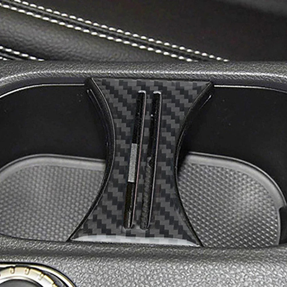 Carbon Fiber Water Cup Holder Interior Trim Cover for Mercedes-Benz A, B, GLA & CLA Class