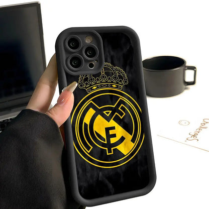 R-Real M-MadridE-S Phone Case Simple Solid Color Frosted Silicone For IPhone 17 16 13 12 15 14 Promax Plus All Inclusive Drop P
