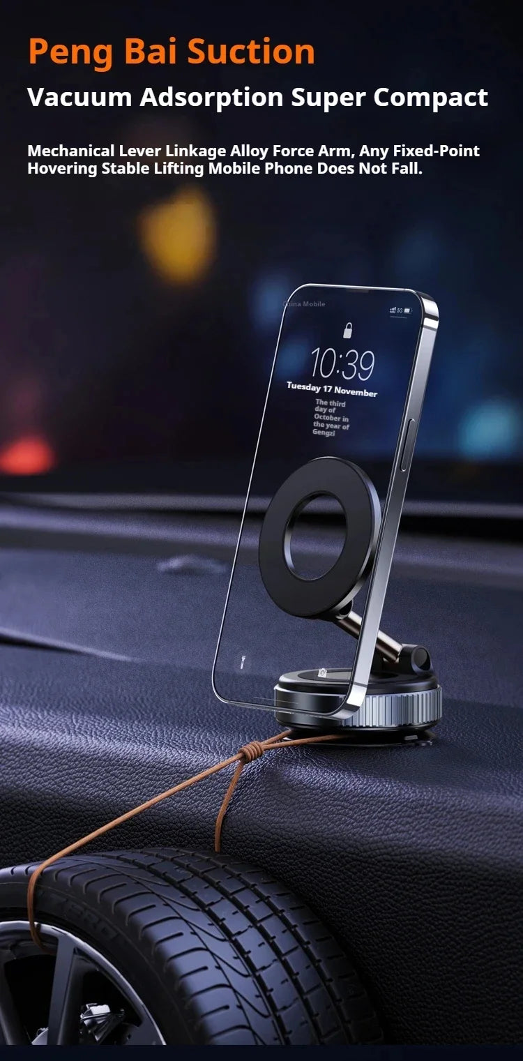 MagSafe Car Phone Holder – Magnetic Suction Cup Mount with 360° Rotation & Foldable Design