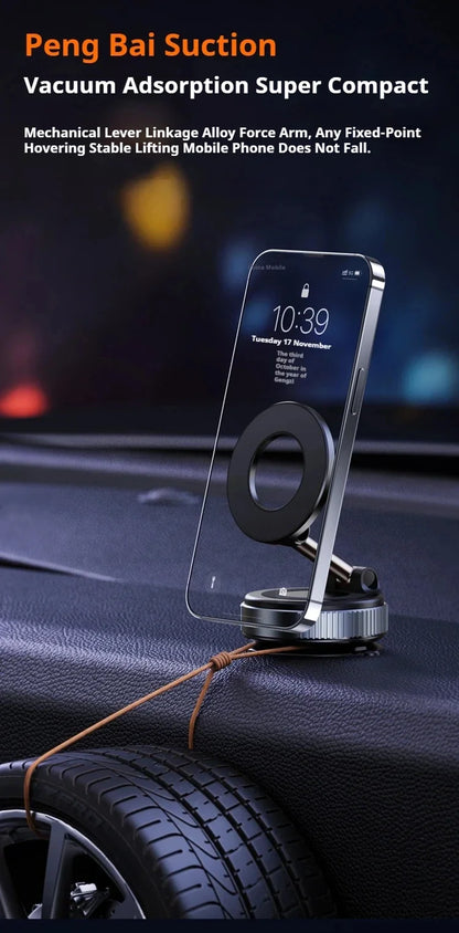 MagSafe Car Phone Holder – Magnetic Suction Cup Mount with 360° Rotation & Foldable Design