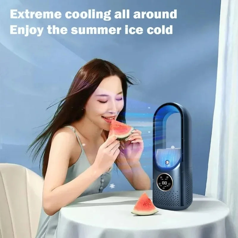 New Portable Mini Air Conditioner, USB Bladeless Cooling Fan, 6 Speed Silent Timed Air Cooler for Home Office