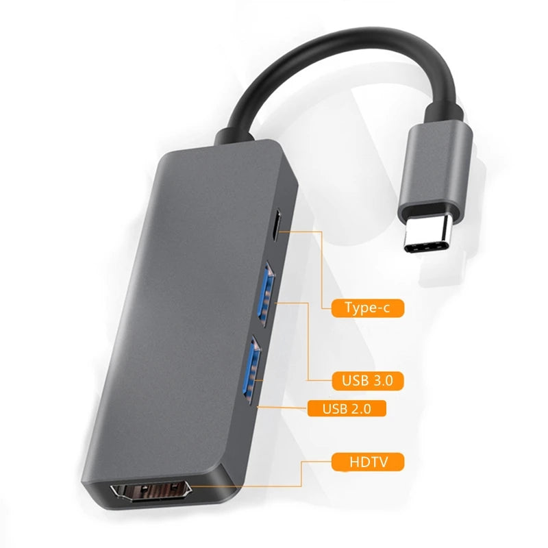 USB-C Hub Adapter – 4K HDMI, SD/TF Card Reader, USB 3.0 & Charging Dock for MacBook & Devices