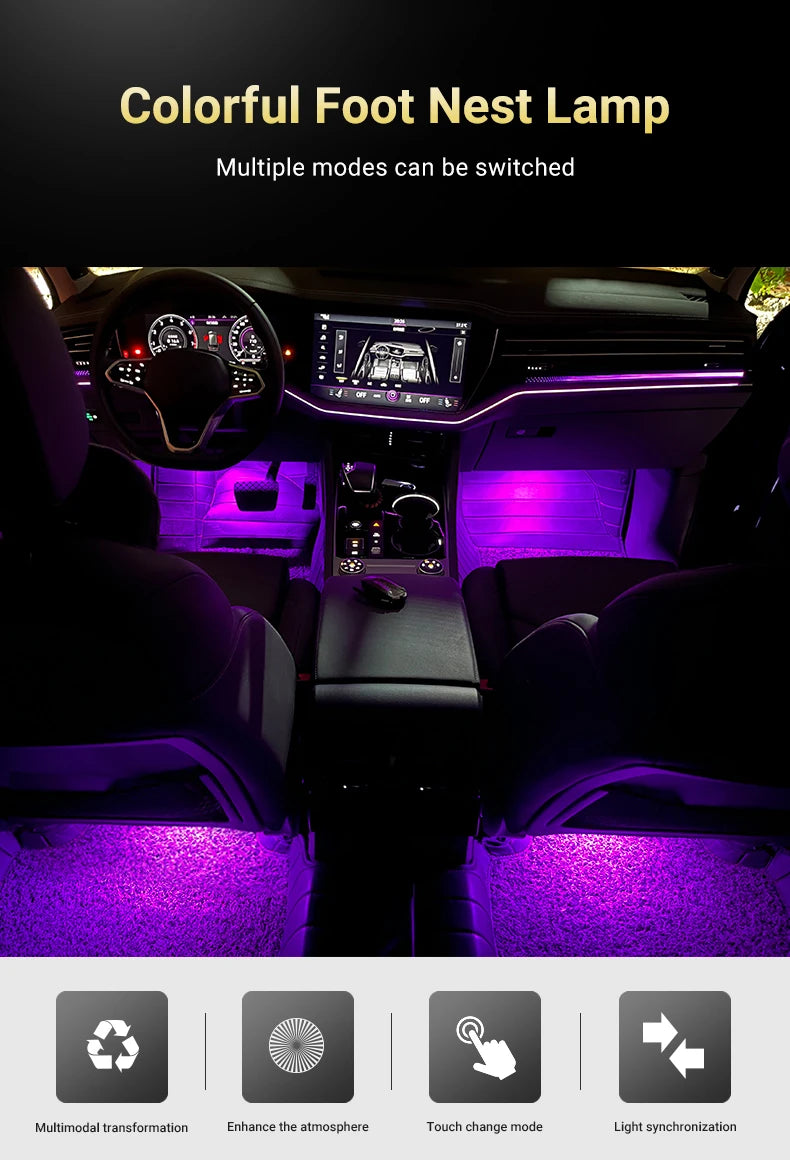 Car Interior Ambient LED Lights Kit (Footwell Lighting)