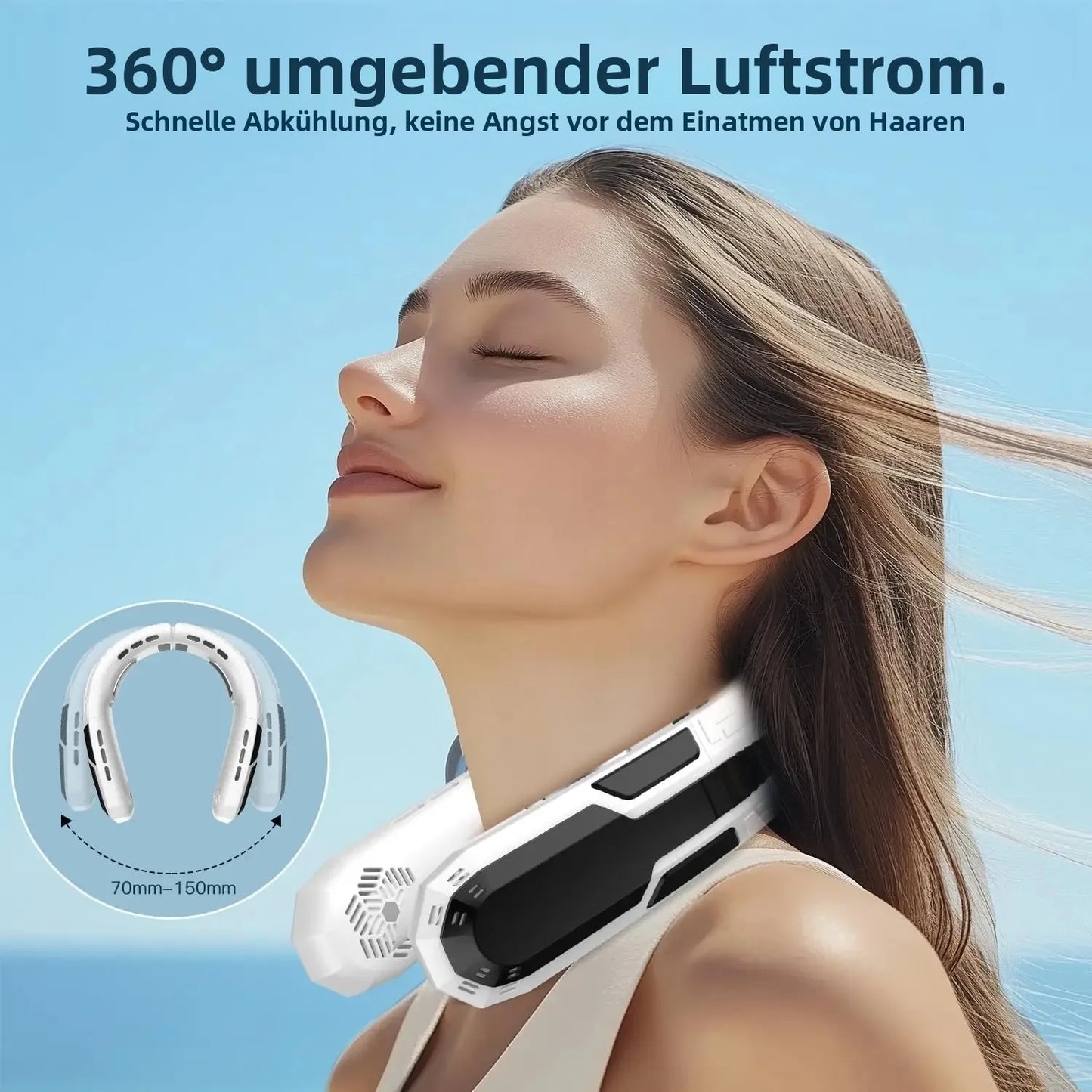 Portable Neck Fan, 6000mAh Battery Neck Fan Rechargeable, 360° Cooling Personal Fan, 3 Speeds Foldable Quiet Wearable Fan for camping，Travel Outdoor Indoor, Birthday Gifts