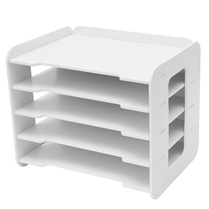 5-Tier Desktop Organizer, Tidy Storage Compartments, Desktop Storage Rack, 10kg Single-Layer Loading Letter Tray for Office Home