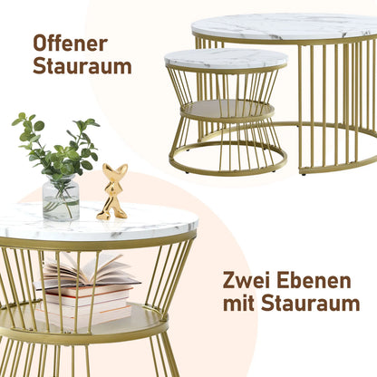Roshanda 2PCS Nesting Coffee Table Set – Modern Round Sofa Tables
