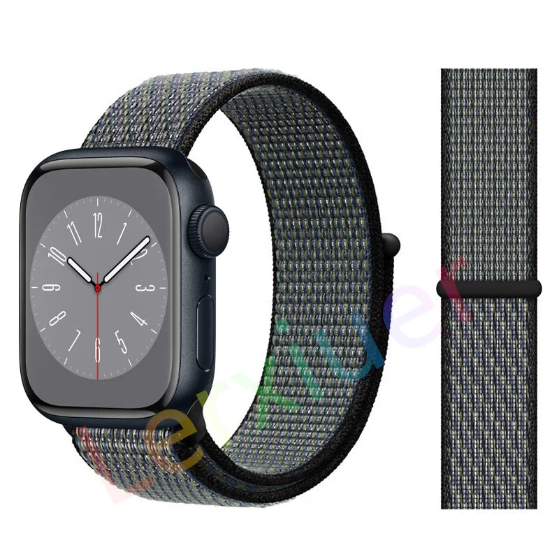 Nylon Loop Strap for Apple Watch Band 46mm 44mm 40mm 42mm 45mm 41mm 49mm 44 mm Bracelet iWatch Series Ultra 2 11 10 9 SE 7 6 5 4