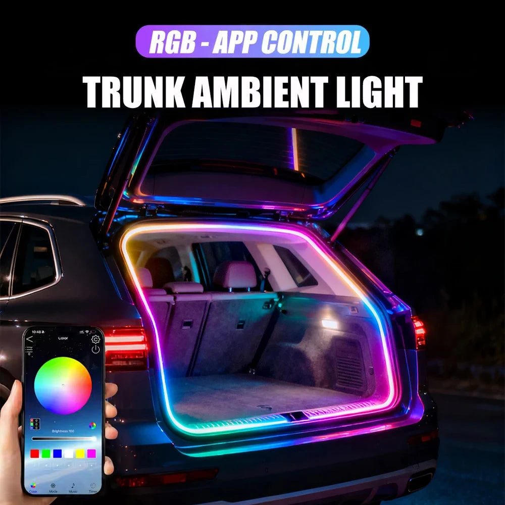 Universal RGB LED Trunk Ambient Light – APP Controlled Car Boot Decorative Lighting
