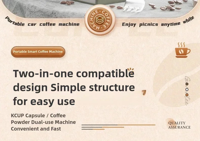 TINSOL Portable Coffee Maker Electric Capsule Grind Coffee Brewer is suitable for ground coffee and KCUP Capsule coffee capsules