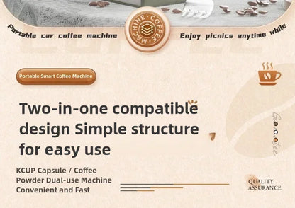TINSOL Portable Coffee Maker Electric Capsule Grind Coffee Brewer is suitable for ground coffee and KCUP Capsule coffee capsules