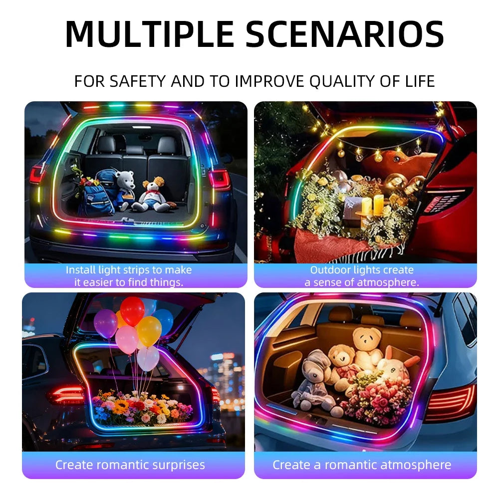 Universal RGB LED Trunk Ambient Light – APP Controlled Car Boot Decorative Lighting