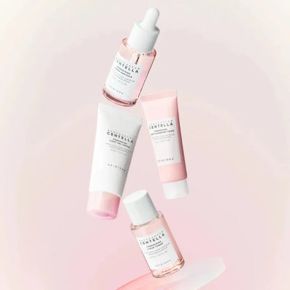 Korean Centella Pink Salt Travel Kit,PoreMizing Toner,Foam,Pore Care Fresh Ampoule and Light Gel Cream Daily Skincare Mini Sets